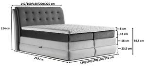 Mohutná kontinentálna posteľ Vika 120x200, grafit + strieborná + TOPPER