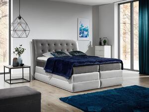 Mohutná kontinentálna posteľ VIKA 200x200, grafit + strieborná + TOPPER