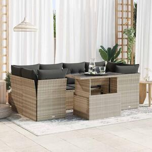 Maison Exclusive - 7-dielna záhradná súprava pohoviek s vankúšmi svetlosivá