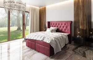 Elegantná čalúnená posteľ Maximo 140x200, červená + TOPPER