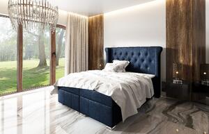 Elegantná čalúnená posteľ Maximo 120x200, modrá + TOPPER