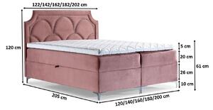 Prepychová posteľ CASSANDRA 180x200, staroružová + TOPPER