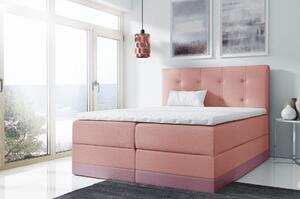 Jednoduchá čalúnená posteľ Tory 140x200, ružová + TOPPER
