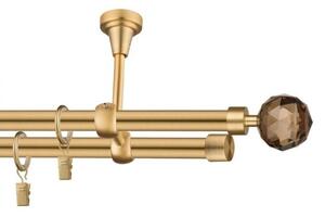 Dekorstudio Stropná dvojradová garniža CRYSTAL zlatá 19mm Dĺžka: 180cm, Typ príslušenstva: Bez príslušenstva