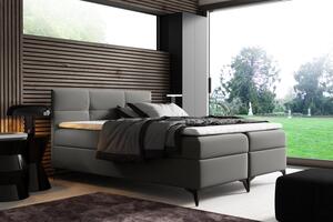 Elegantná posteľ potiahnutá eko kožou FLOKI - 180x200, šedá + TOPPER