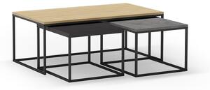 Konferenčné stolíky v súprave 3 ks v sivo-prírodnej farbe 60x110 cm Camelia – Marckeric