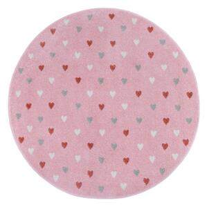 Ružový detský koberec ø 140 cm Little Hearts – Hanse Home