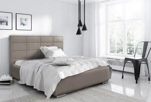 Elegantná manželská posteľ Caffara 160x200, béžová, jemná poťahová látka