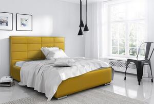 Elegantná manželská posteľ Caffara 200x200, žltá, jemná poťahová látka