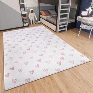 Ružovo-biely detský koberec 120x170 cm Hearts – Hanse Home