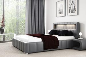 Manželská posteľ Fekri 160x200, šedá eko koža