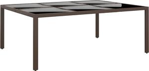 Maison Exclusive – Záhradný stôl so sklenenou doskou, hnedý, 200 x 150 x 75 cm, ratan