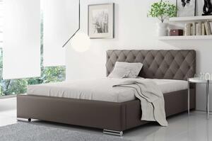 Čalúnená manželská posteľ Piero 160x200, hnedá eko koža