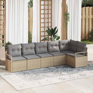 Maison Exclusive – Sedacia súprava, 6 kusov, béžová [syntetický materiál]: Polyratan