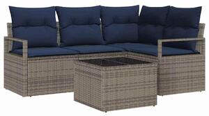 Maison Exclusive – Sedacia súprava, 5 kusov, sivá [syntetický materiál]: Polyratan