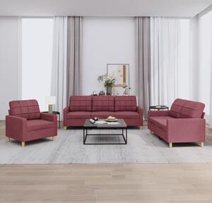 Maison Exclusive – 3-dielna sedacia súprava s vankúšmi, vínovočervená látka