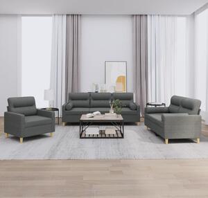 Maison Exclusive – 3-dielna sedacia súprava s vankúšmi, tmavosivá látka