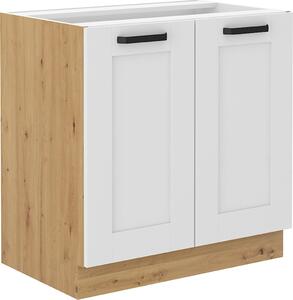 Kondela Dolná kuchynská skrinka Lula 80 D 2F BB - biela / dub artisan