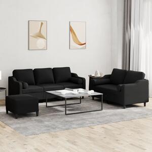 Maison Exclusive – 3-dielna sedacia súprava s vankúšmi, čierna látka