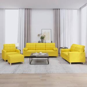 Maison Exclusive – 4-dielna sedacia súprava s vankúšmi, svetložltá látka