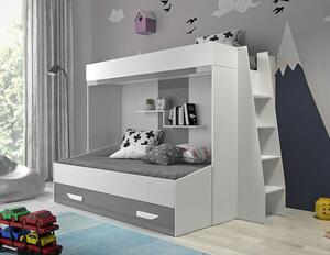 Poschodová posteľ s úložným priestorom Lada - biela/šedá