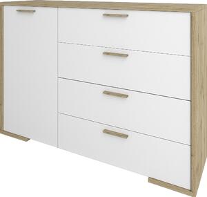 Nabbi Komoda so zásuvkami Finni CH-1D/4DR - dub wotan / biela