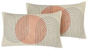 Súprava 2 dekoratívnych vankúšov viacfarebná polyester bavlna 30 x 50 cm s geometrickým vzorom farebná potlač dekoračné vankúše a doplnky