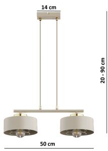 Brilagi - Závesný luster na lanku SPRING 2xE27/60W/230V béžová/zlatá