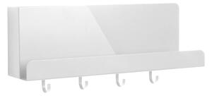 Biely kovový nástenný organizér s háčikmi Leitmotiv Perky, šírka 46 cm