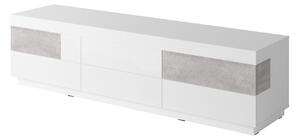 Jednoduchý televízny stolík so zásuvkami SHADI, biely/betón