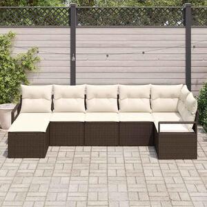 Maison Exclusive – Sedacia súprava, 7 kusov, hnedá [syntetický materiál]: polyratan