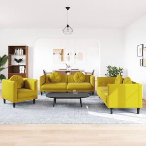 Maison Exclusive – 3-dielna sedacia súprava s vankúšmi, žltý zamat