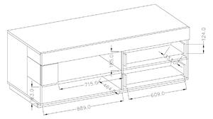 Jednoduchý televízny stolík SHADI, biely/dub wotan