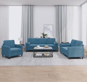 Maison Exclusive – 3-dielna sedacia súprava s vankúšmi, modrý zamat