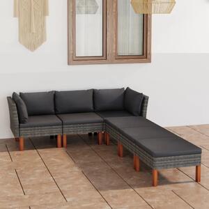 Maison Exclusive – 6-dielna záhradná súprava s vankúšmi Poly Rattan Grey