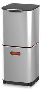 Oceľový odpadkový kôš na triedený odpad v striebornej farbe 40 l Totem Compact – Joseph Joseph