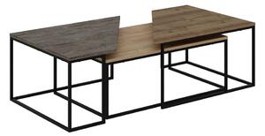 Konferenčné stolíky v súprave 3 ks s doskou v dekore orechového dreva v prírodnej farbe 70x110 cm Titan – Marckeric