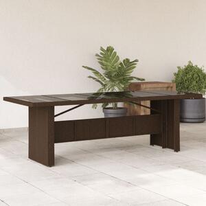 Maison Exclusive - Záhradný stôl so sklenenou doskou hnedý 240x90x75 cm Poly ratan