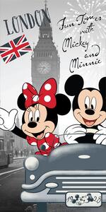 Froté osuška Mickey a Minnie v Londýne 70x140 cm 100% bavlna