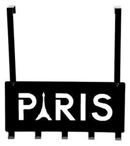 Čierny vešiak na dvere s 5 háčikmi Compactor Paris