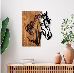 Nástenná dekorácia 48x58 cm kôň drevo/kov