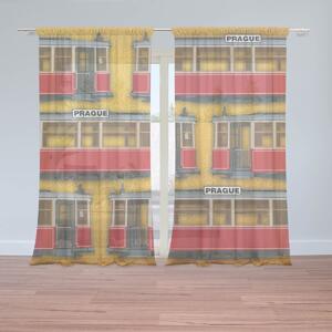 Sablio Záclony Pražské historické električky Žltý Pattern: 2ks 150x250cm