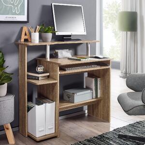 FineBuy Počítačový stôl Sonoma 94 x 90,5 x 48,5 cm Moderný stôl na notebook s výsuvnou podložkou na klávesnicu Stôl na PC s odkladacou plochou na tlačiarňu Priestorovo úsporný písací stôl Stôl na notebook