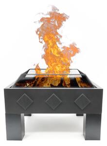 HEAT Outdoor Living Fire Bowl Square - Záhradné misy na oheň - Vonkajšie ohniská a sudy na oheň - Lakovaná oceľová miska na oheň - 60x60x35