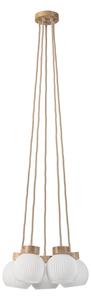 Závesný luster LOOMIS na lane 5xE27/15W/230V 130 cm béžová/dub