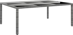 Maison Exclusive – Záhradný stôl 200 × 150 × 75 cm, tvrdené sklo a poly ratan, sivá farba