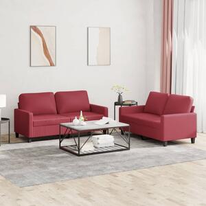 Maison Exclusive – 2-dielna sedacia súprava s vankúšmi, vínovočervená umelá koža
