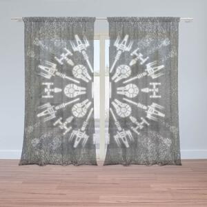 Sablio Záclony Star Wars Vesmírne lode na šedom abstrakte: 2ks 150x250cm