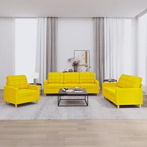 Maison Exclusive – 3-dielna sedacia súprava s vankúšmi, svetložltá látka
