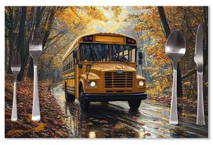 Sablio Prestieranie Žltý školský autobus: 40x30cm